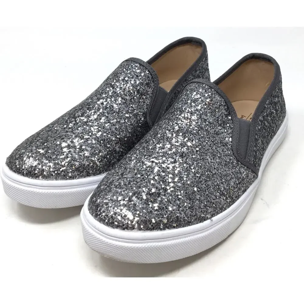 Fever Sole Women 's Size 7.5 Silver Metal Casual Slip-On Flats Sneaker (6169858)